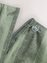 卡其绿条纹 - Dropwaist Linen Blend Maxi Skirt - 8的图像6｝