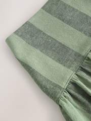 卡其绿条纹 - Dropwaist Linen Blend Maxi Skirt - 8的图像7｝