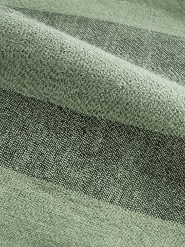 卡其绿条纹 - Dropwaist Linen Blend Maxi Skirt - 8的图像8｝