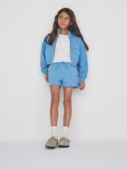 The Set 2 Pack Jersey Funnel Neck Zip Through Cropped Jacket and Shorts Pink/Blue - Image 2 of 7