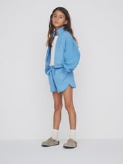 The Set 2 Pack Jersey Funnel Neck Zip Through Cropped Jacket and Shorts Pink/Blue - Image 4 of 7
