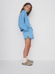 The Set 2 Pack Jersey Funnel Neck Zip Through Cropped Jacket and Shorts Pink/Blue - Image 5 of 7