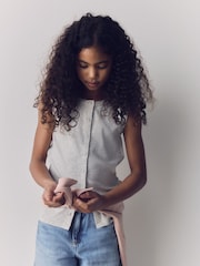 The Set 3 Pack Sleeveless Rib Jersey Button Through Vest Pink/Grey/White - Image 1 of 5