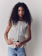 The Set 3 Pack Sleeveless Rib Jersey Button Through Vest Pink/Grey/White - Image 3 of 5