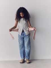 The Set 3 Pack Sleeveless Rib Jersey Button Through Vest Pink/Grey/White - Image 5 of 5