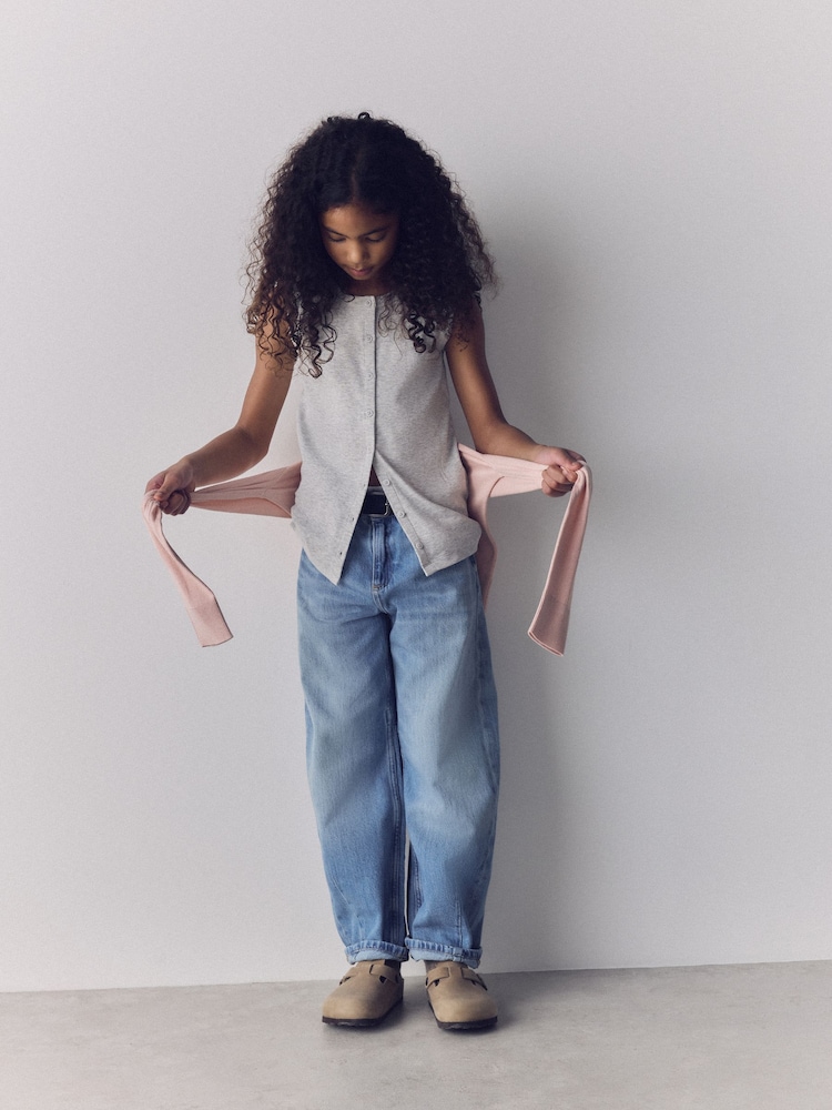 The Set 3 Pack Sleeveless Rib Jersey Button Through Vest Pink/Grey/White - Image 5 of 5 The Set 3 Pack Sleeveless Rib Jersey Button Through Vest Pink/Grey/White - Image 5 of 5