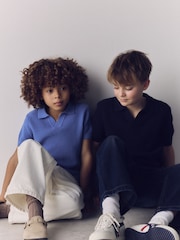 The Set 2 Pack Short Sleeve Textured Trophy Neck Jumpers Blue/Navy - Image 2 of 4