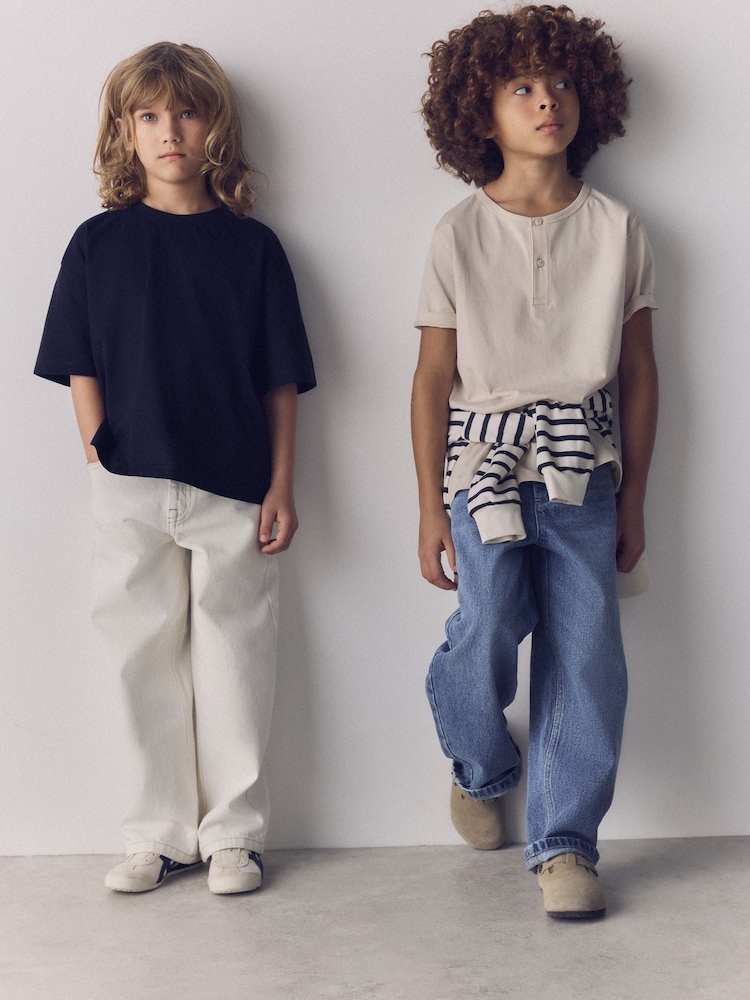 The Set 2 Pack Baggy Jeans Blue/Ecru - Image 1 of 6