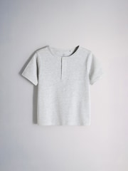 The Set 4 Pack Short Sleeve Cotton Henley T-Shirt Green/White - Image 5 of 6