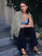 Navy Crushed Balloon Leg Trousers - Image 2 of 5