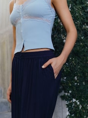 Navy Crushed Balloon Leg Trousers - Image 3 of 5