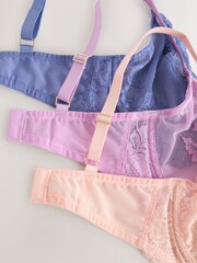 Bənövşəyi/Şaftalı/Mavi - DD+ Krujeva Bras 3 Paketi - 7şəkildən 5 şəkil