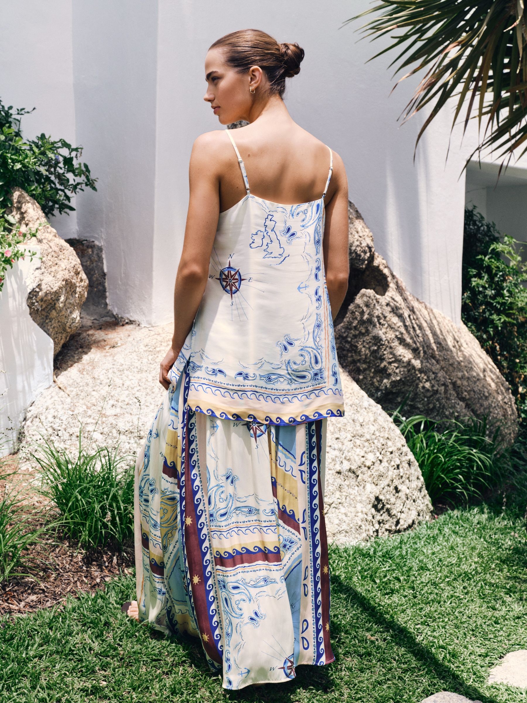 Buy Cream/Blue Print Satin Camisole from the Next UK online shop