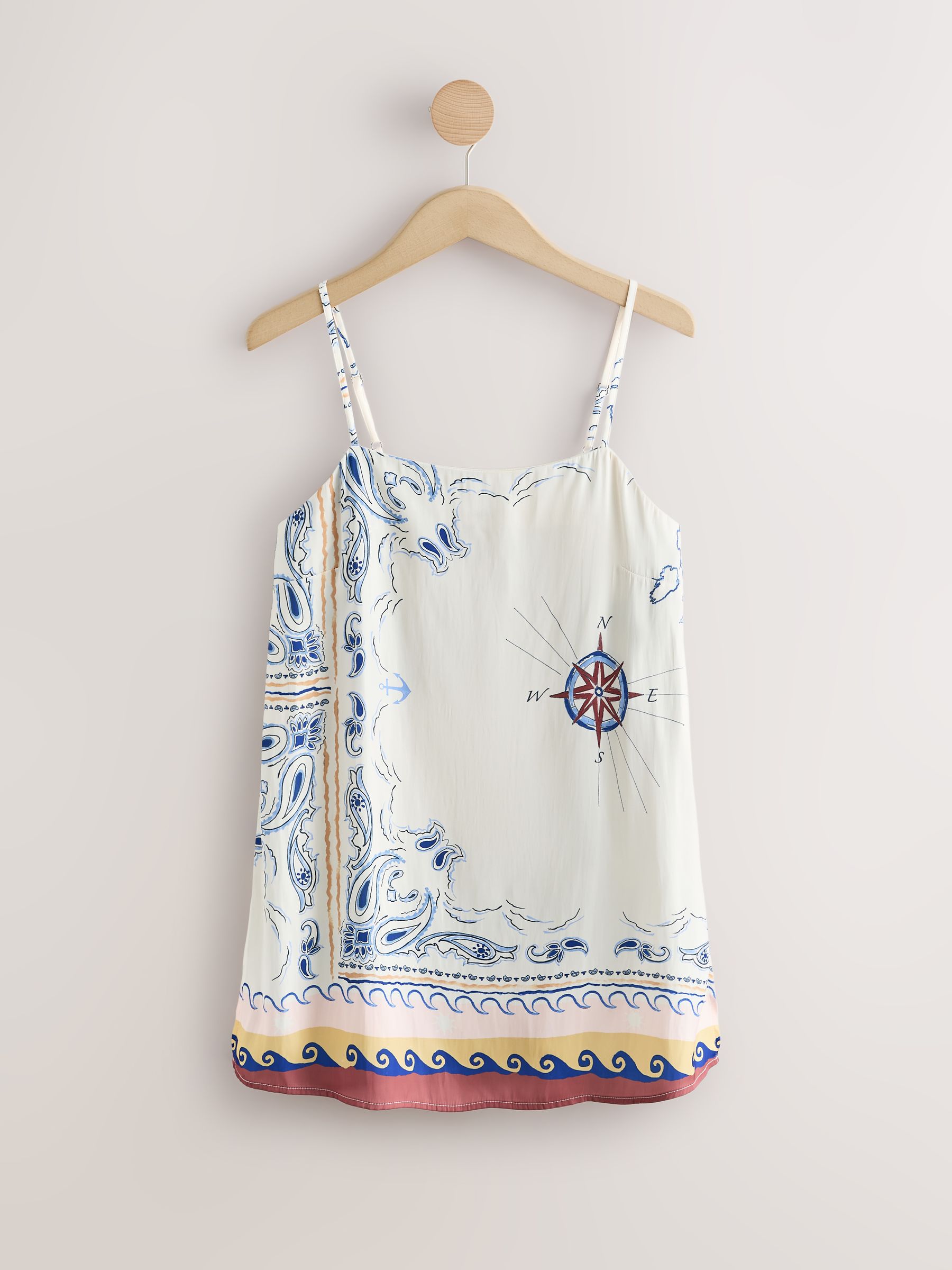 Buy Cream/Blue Print Satin Camisole from Next Romania