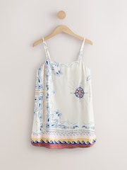 كريمي/أزرق مطبوع - كاميسول ساتان - صورة 6 من 8