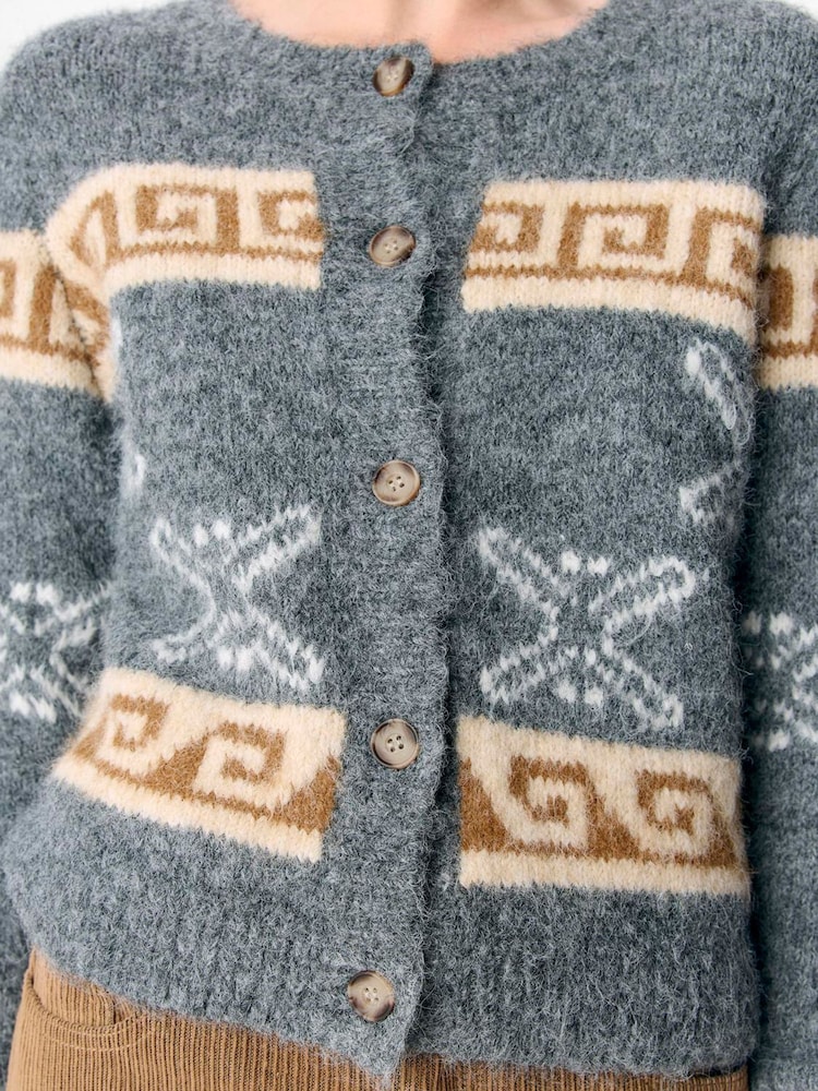 OBJECT Grey Stripe Long Sleeve Cardigan - Image 3 of 3 OBJECT Grey Stripe Long Sleeve Cardigan - Image 3 of 3