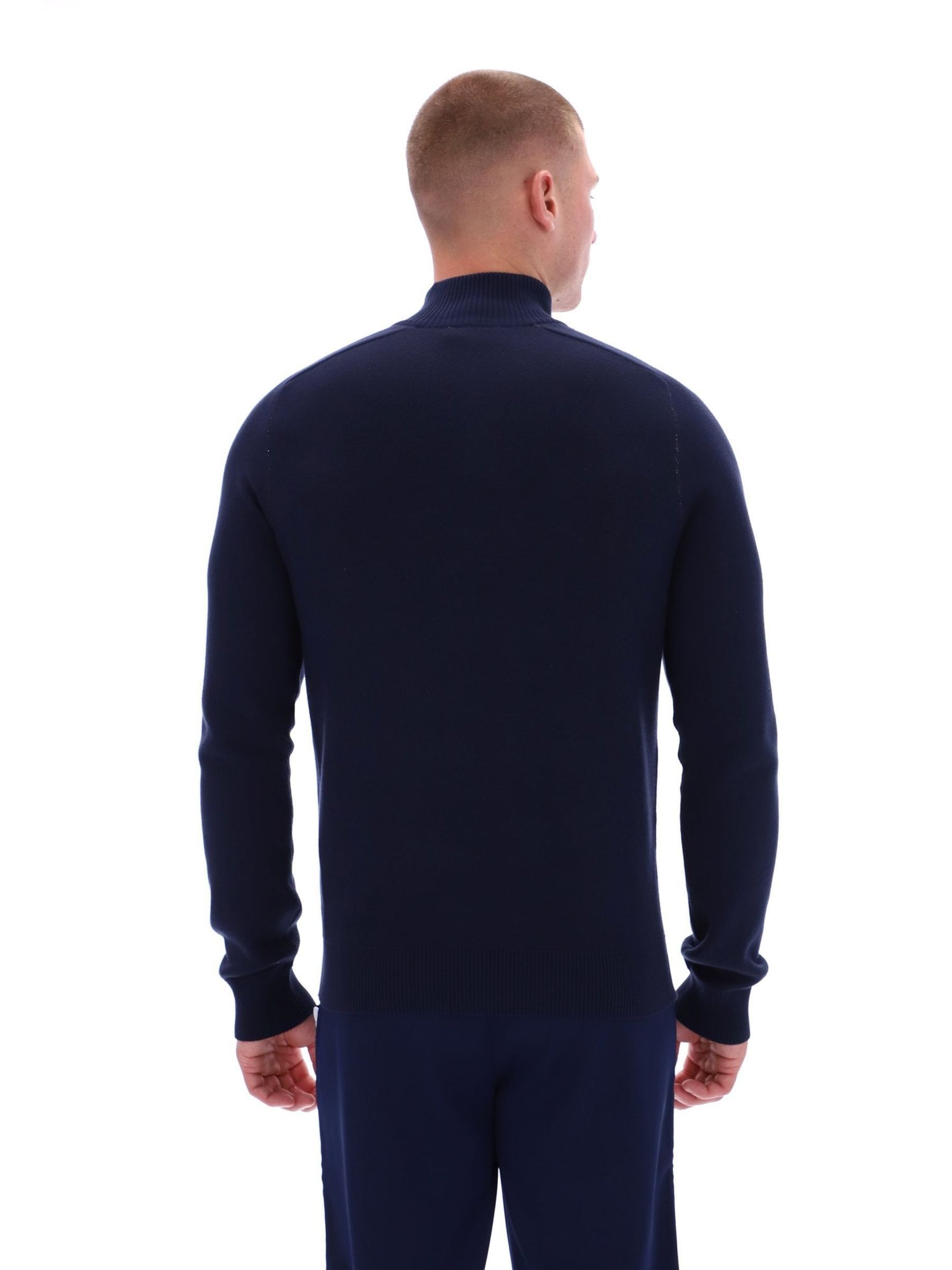 Buy Sergio Tacchini Blue Sangro Quarter Zip Knitted Jumper from