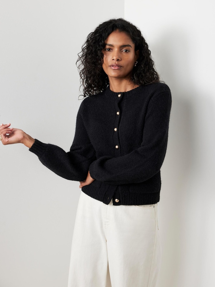 Mint Velvet Black Wool Blend Cardigan - Image 2 of 7