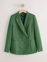 Green Relaxed Double Breasted Crinkle Blazer - Image 5 of 7