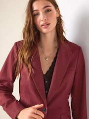 Rust Brown Linen Rich Single Breasted Blazer - Image 6 of 9