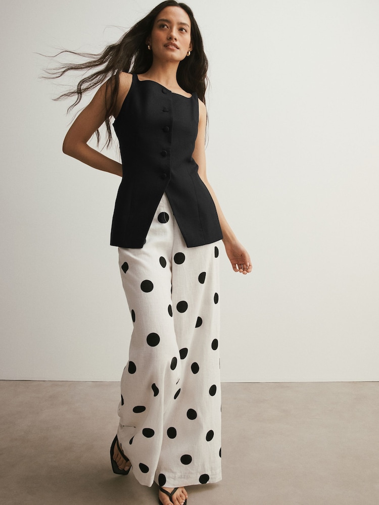 Black Linen Rich High Neck Waistcoat - Image 2 of 7 Black Linen Rich High Neck Waistcoat - Image 2 of 7