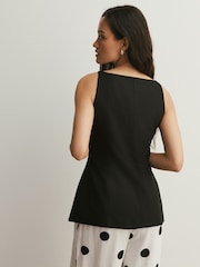 Black Linen Rich High Neck Waistcoat - Image 3 of 7