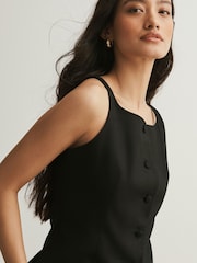 Black Linen Rich High Neck Waistcoat - Image 4 of 7