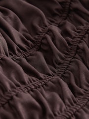 Chocolate Brown Glossy Ruched Bandeau Top - Image 12 of 13