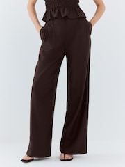 Chocolate Brown Glossy Ruched Bandeau Top - Image 6 of 13