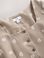 Stone/Neutral Paisley Embroidered Scoop Neck Top - Image 6 of 7