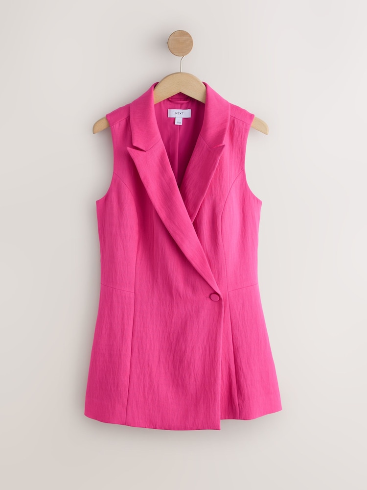 Pink Asymmetric Longline Waistcoat - Image 1 of 3 Pink Asymmetric Longline Waistcoat - Image 1 of 3