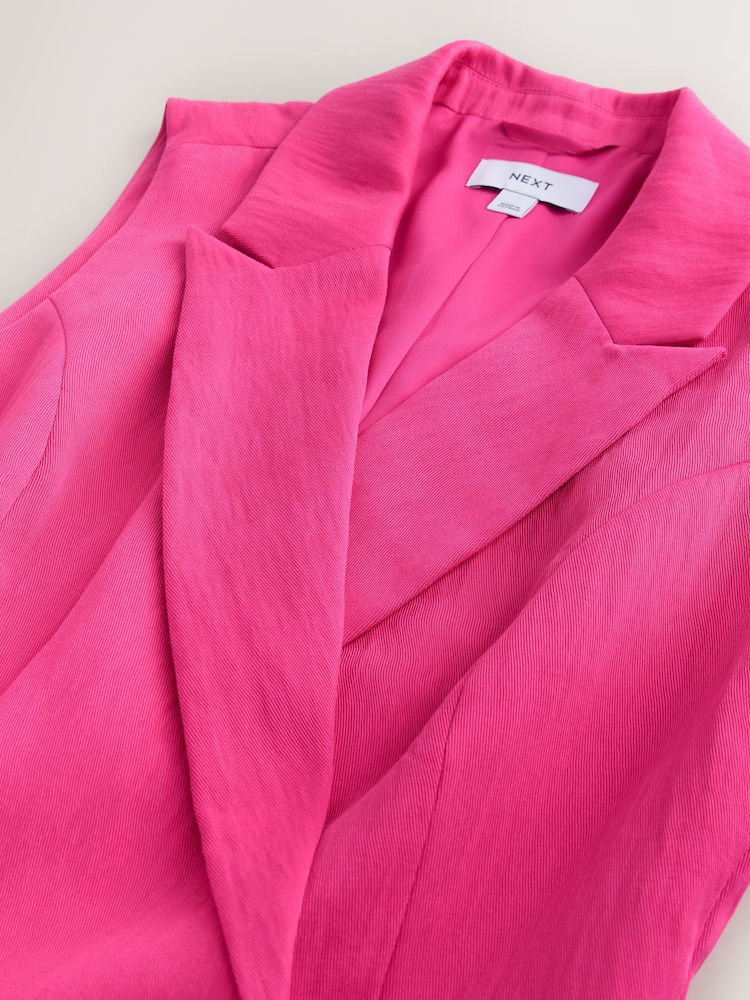 Pink Asymmetric Longline Waistcoat - Image 2 of 3 Pink Asymmetric Longline Waistcoat - Image 2 of 3