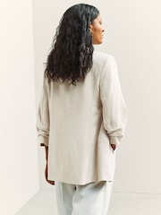Neutral Linen Rich Ruched Sleeve Jacket - Image 3 of 7