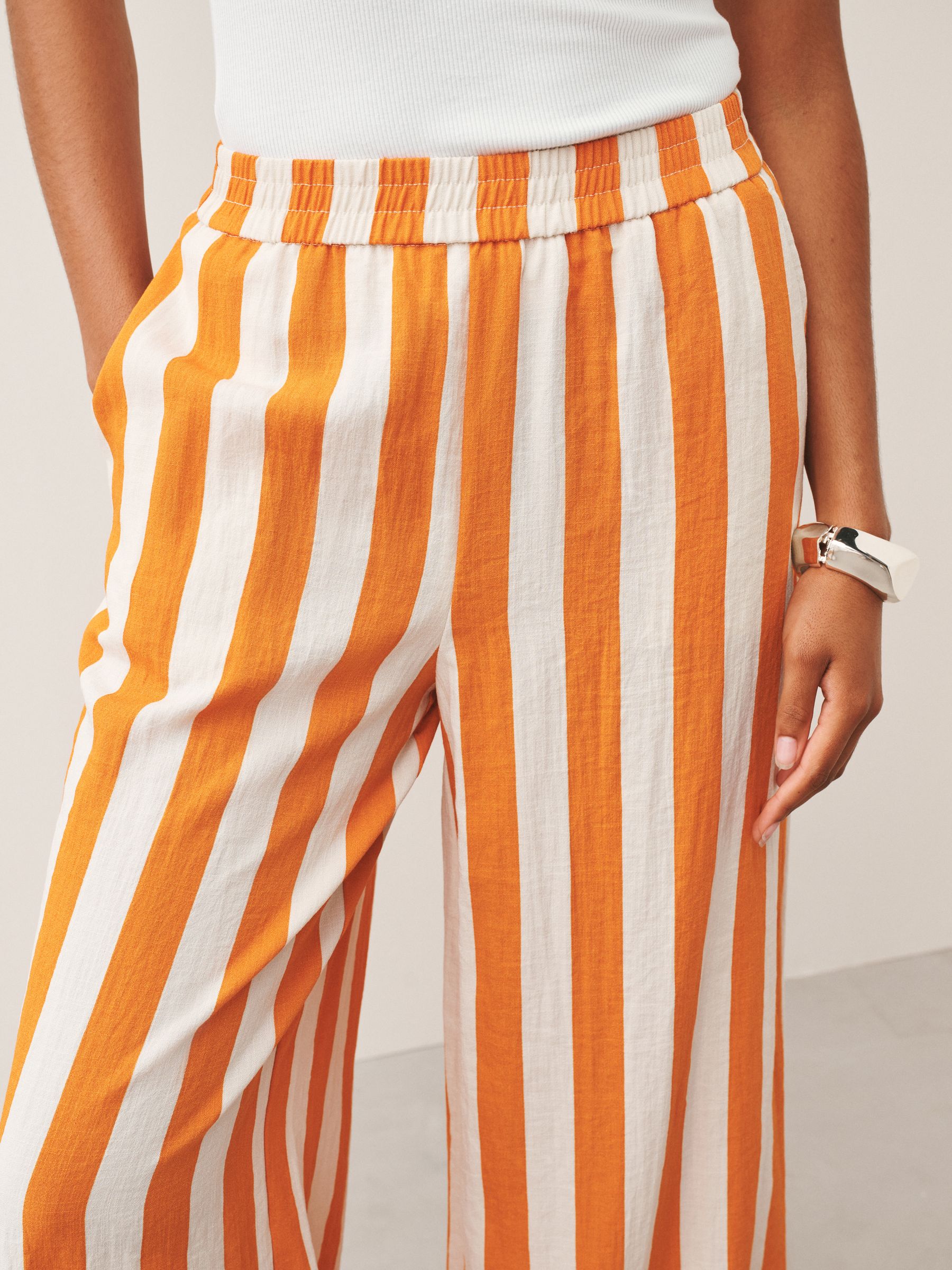 Buy Orange Stripe Pull On Super Wide Leg Trousers from Next USA