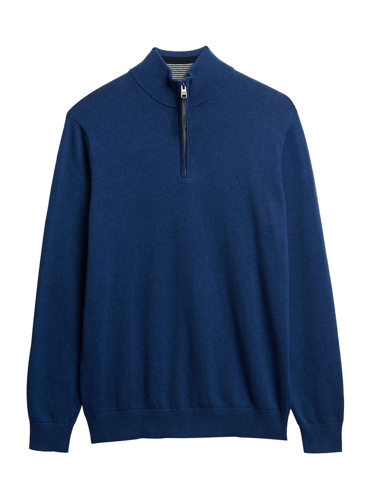 Superdry Blue Essentials Cotton Half Zip Jumper - Image 6 of 6 Superdry Blue Essentials Cotton Half Zip Jumper - Image 6 of 6