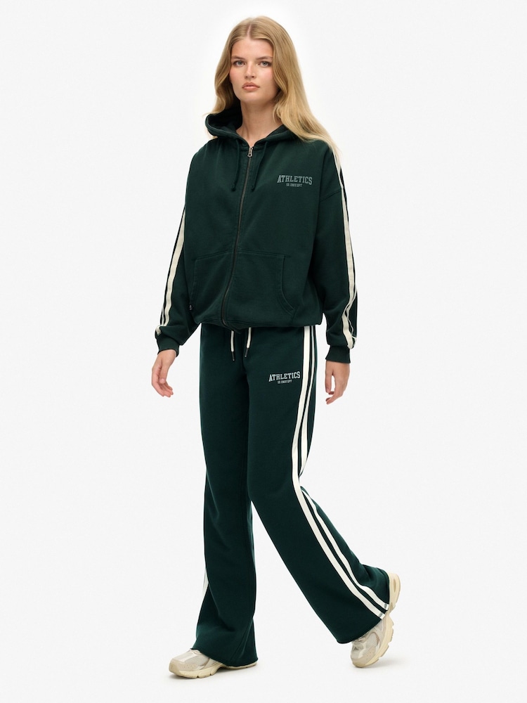 Superdry Green Athletic Stripe Flare Joggers - Image 1 of 8 Superdry Green Athletic Stripe Flare Joggers - Image 1 of 8