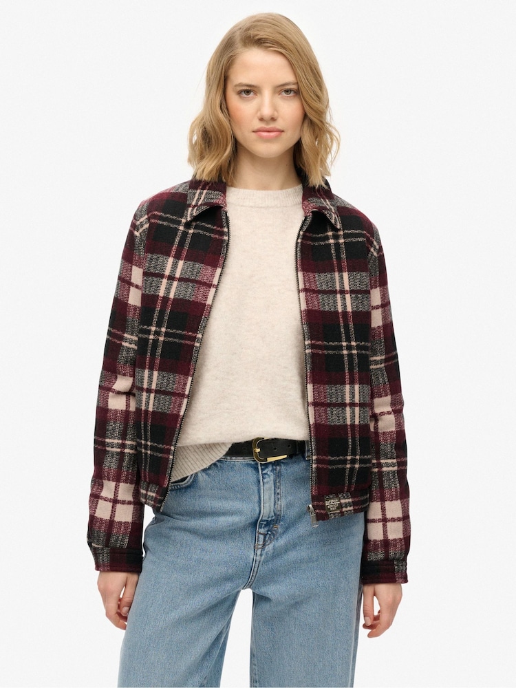 Superdry Cream Checked Ranch Quilted Jacket - Image 1 of 8 Superdry Cream Checked Ranch Quilted Jacket - Image 1 of 8