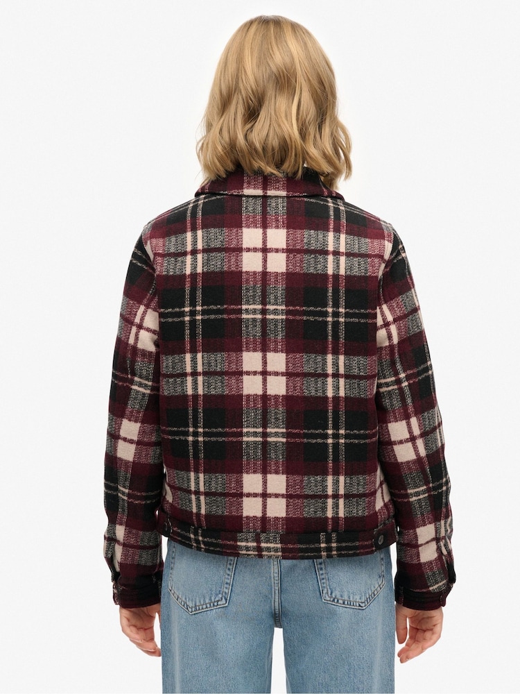 Superdry Cream Checked Ranch Quilted Jacket - Image 2 of 8