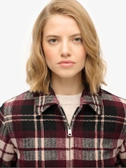 Superdry Cream Checked Ranch Quilted Jacket - Image 6 of 8
