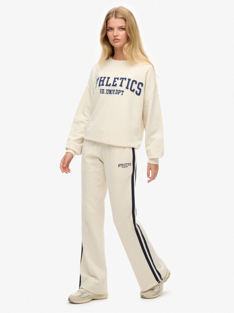 Superdry White Athletic Stripe Flare Joggers - Image 2 of 7 Superdry White Athletic Stripe Flare Joggers - Image 2 of 7