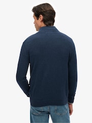 Superdry Blue Essentials Cotton Half Zip Jumper - Image 2 of 6