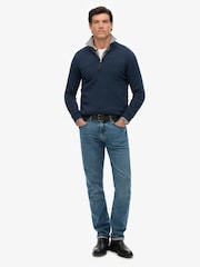 Superdry Blue Essentials Cotton Half Zip Jumper - Image 3 of 6