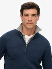 Superdry Blue Essentials Cotton Half Zip Jumper - Image 5 of 6