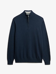 Superdry Blue Essentials Cotton Half Zip Jumper - Image 6 of 6