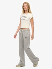 Superdry Grey Athletic Embroidered Flare Joggers - Image 3 of 8