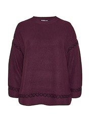 Yours Curve Purple Blanket Stitch Jumper - Image 5 of 5