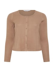 Yours Curve Brown Ribbed Cardigan - Image 5 of 5