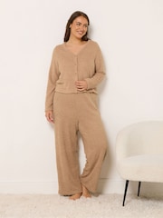 Yours Curve Light Brown Chenille Wide Leg Joggers - Image 2 of 5