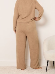 Yours Curve Light Brown Chenille Wide Leg Joggers - Image 3 of 5