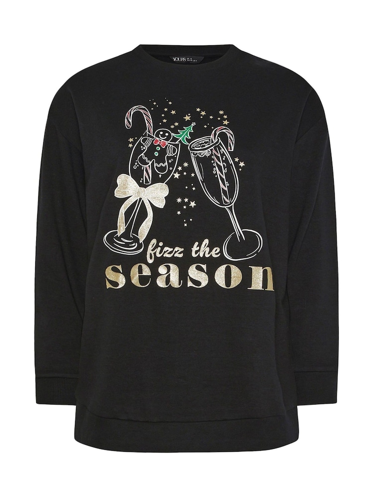 Yours Curve Black Fizz The Season Novelty Sweatshirt - Image 5 of 5 Yours Curve Black Fizz The Season Novelty Sweatshirt - Image 5 of 5